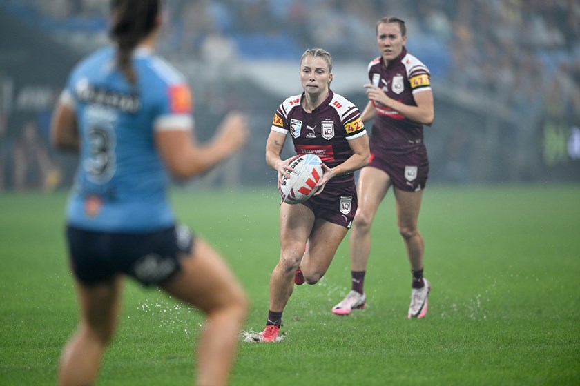 Tarryn Aiken with the ball for Queensland.