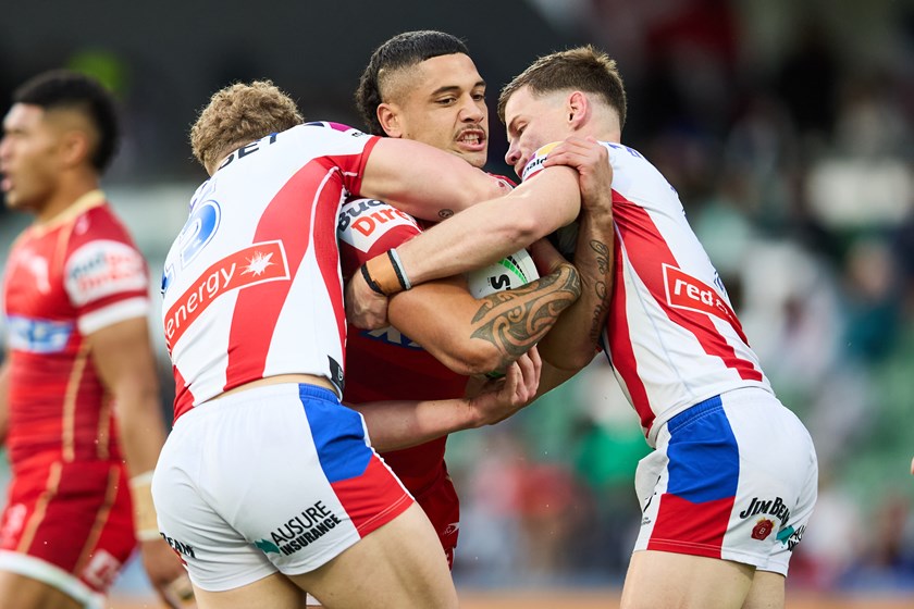 Aublix Tawha in his NRL debut against the Knights in Round 16.