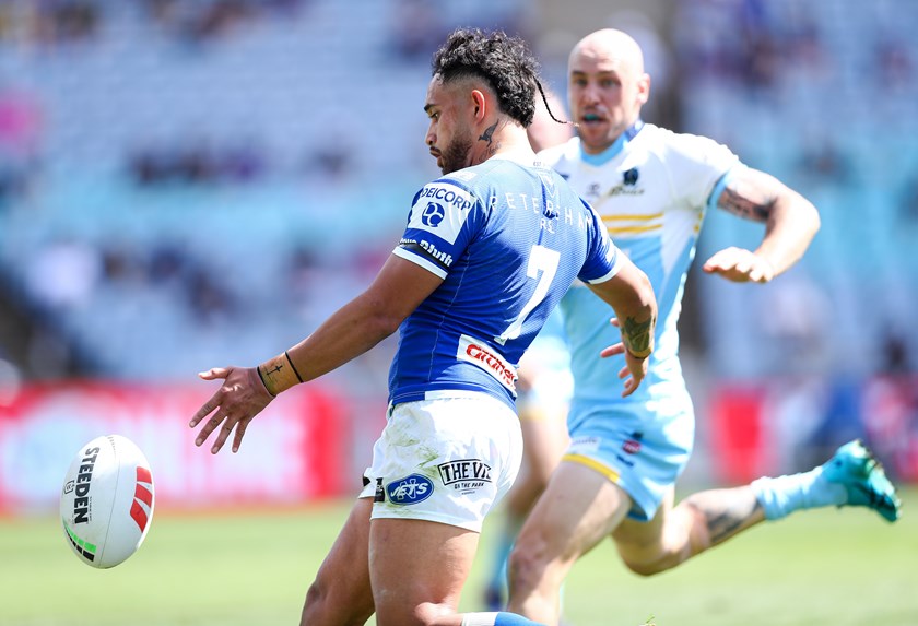 Niwhai Puru in action for Newtown in the NRL State Championship against Norths Devils.
