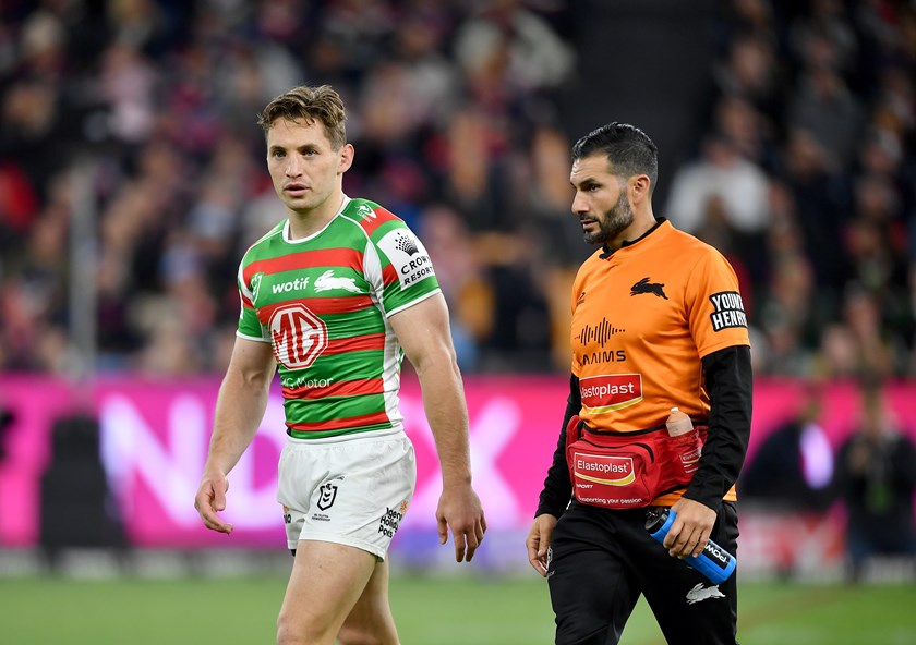 Cameron Murray left the field on Friday in the first minute after collecting the hip of Roosters winger Kevin Naiqama.