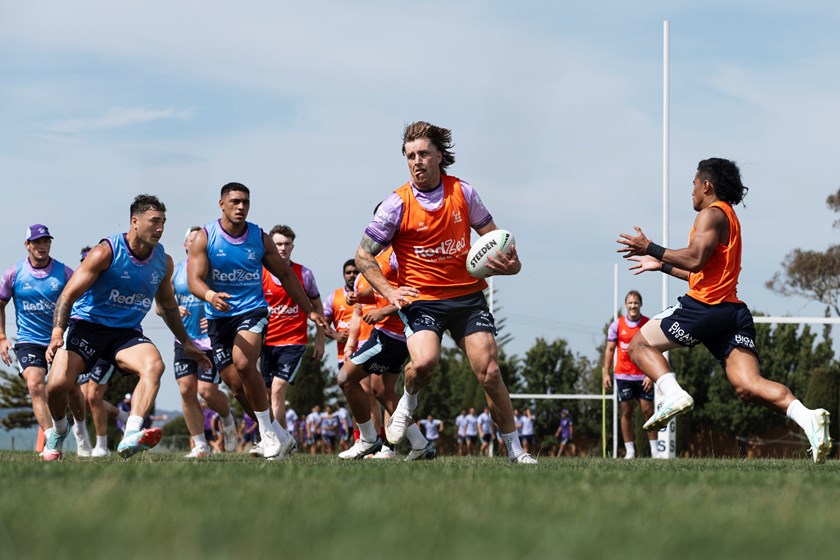 Cameron Munster takes part in Storm pre-season training.