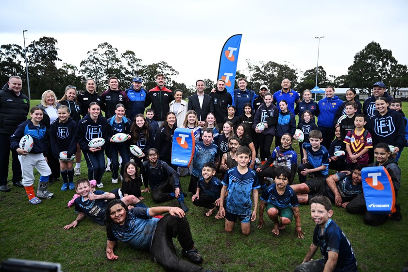 NRL and NRLW stars assembled at East Hills for the launch of Telstra Footy Country Round.