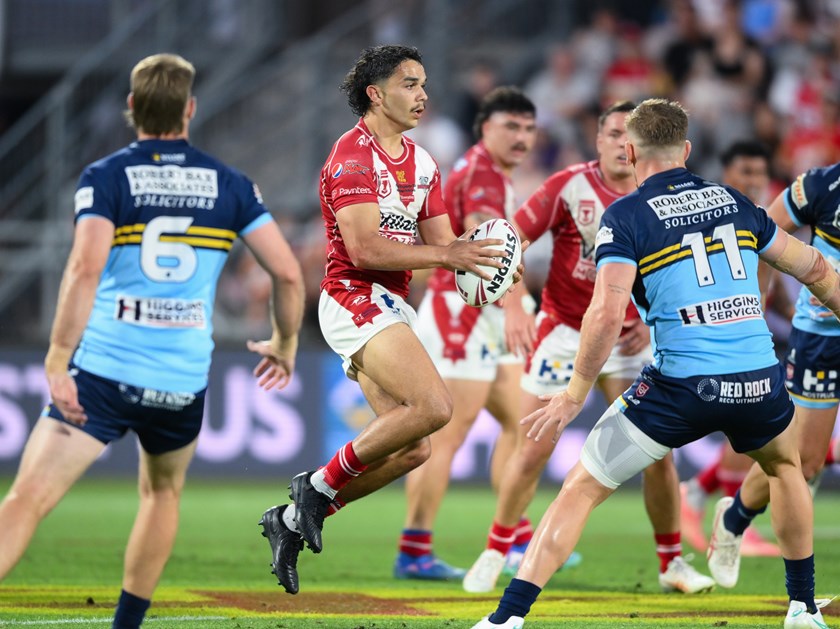 Latrell Siegwalt in action for Redcliffe Dolphins in the Hostplus Cup grand final loss to Norths Devils in 2024. Siegwalt has since picked up a train-and-replace deal with Brisbane Broncos.
