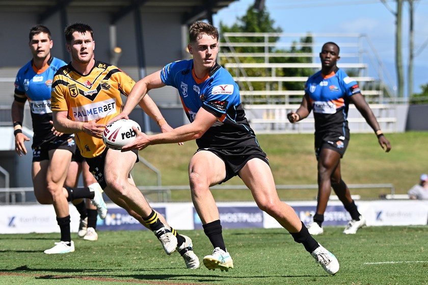 Tom Duffy in action for the Northern Pride in the Hostplus Cup last year in their Finals Week 1 win over Sunshine Coast Falcons.