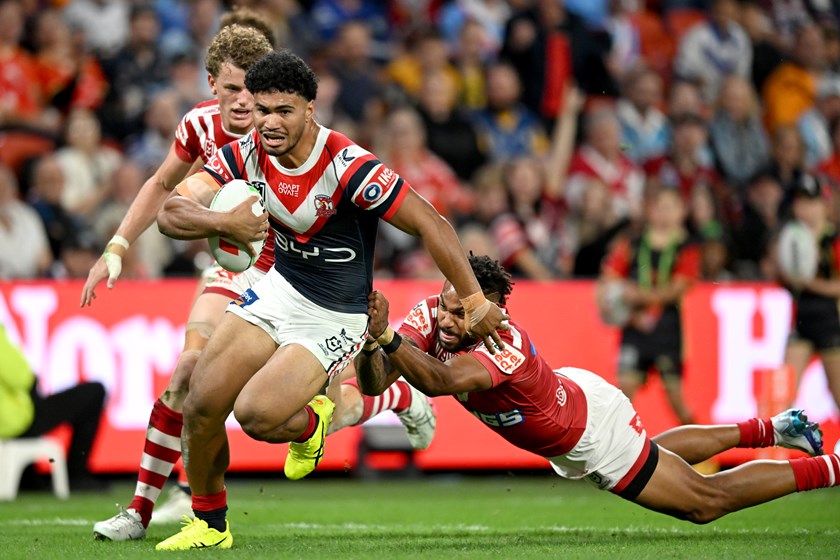 Robert Toia in action for the Roosters.