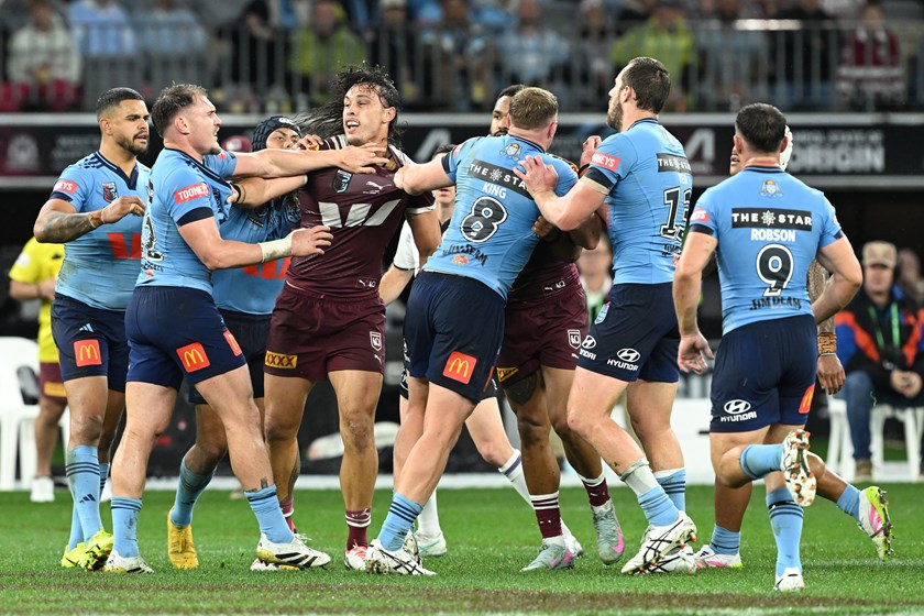 Tino Fa'asuamaleaui attracted plenty of Blues attention in Perth.