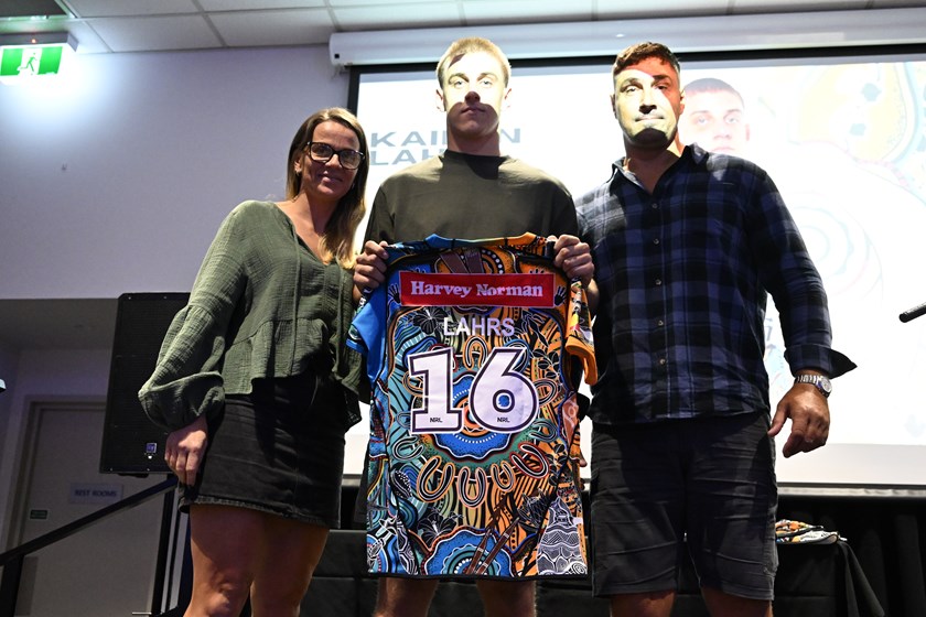 A special moment for the family as Kaiden receives his All Stars jersey.