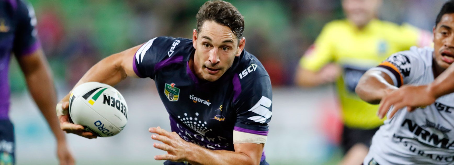 Storm fullback Billy Slater makes a run.