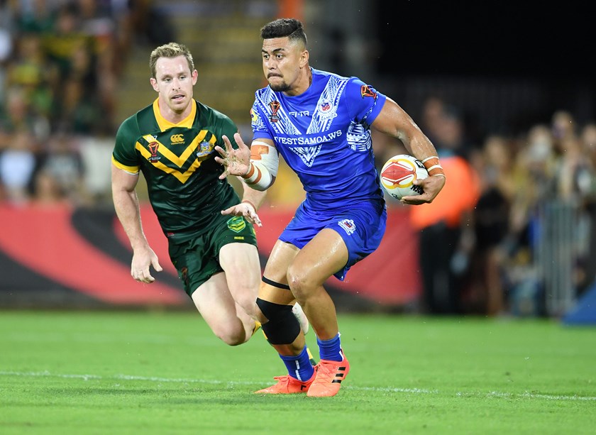 Tim Lafai playing for Samoa in the World Cup.