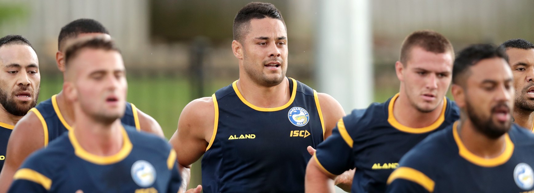 Jarryd Hayne and the Eels in pre-season training.