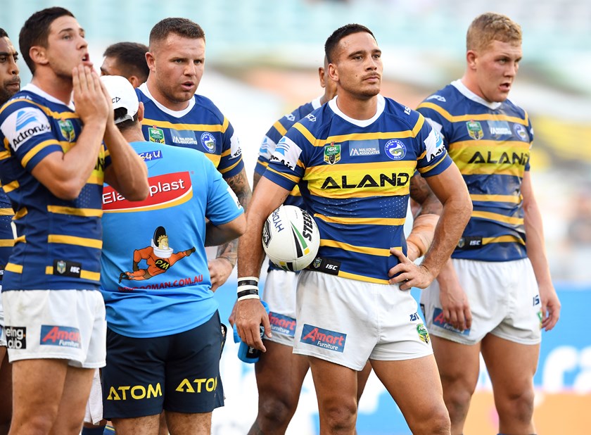 Corey Norman (with ball) and his Eels teammates have had a tough 2018 season.