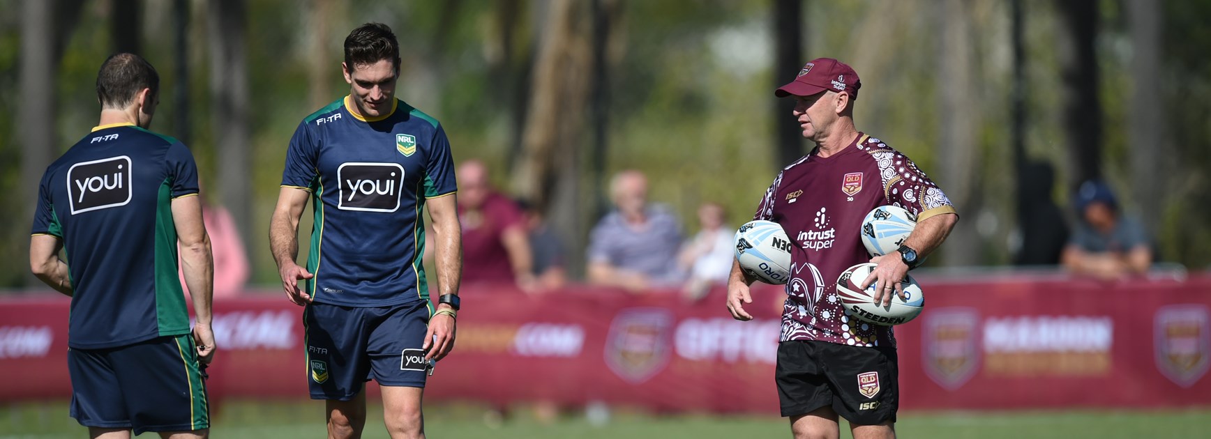 Referees Alan Shortall and Ziggy Przeklasa-Adamski at Maroons training.