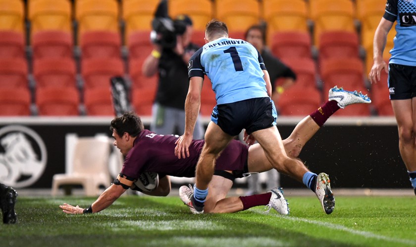 Queensland under 20s halfback Jake Clifford scores.