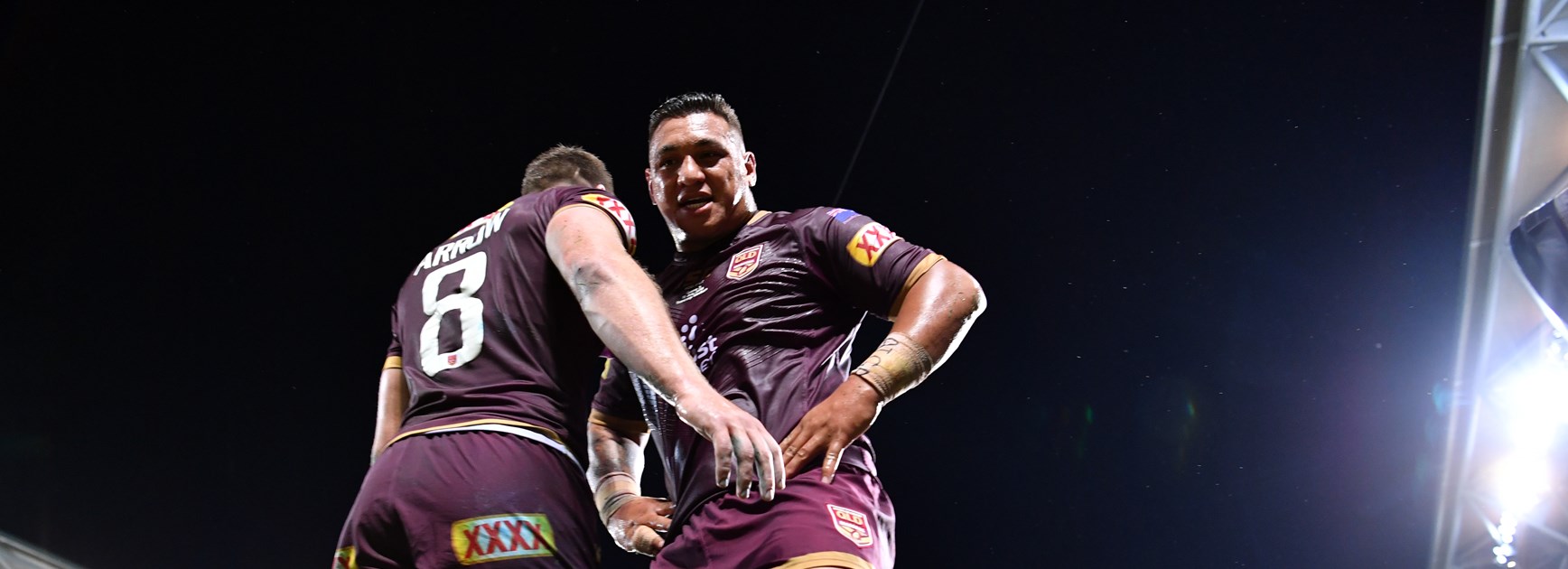 Maroons props Jai Arrow and Josh Papalii.