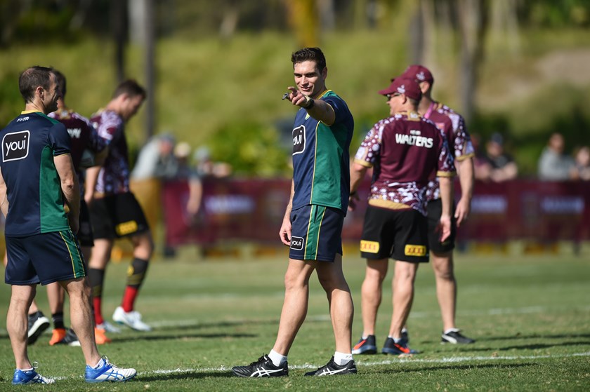 Referees Alan Shortall and Ziggy Przeklasa-Adamski at Maroons training.