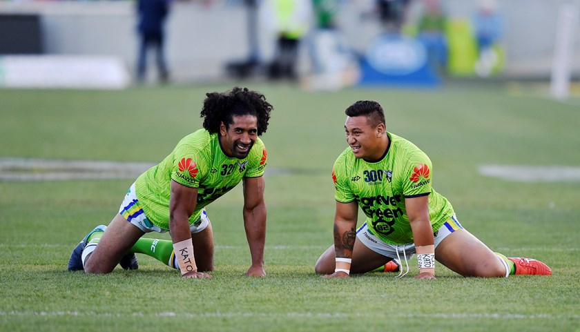 Raiders forwards Sia Soliola and Josh Papalii.