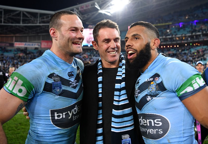 Boyd Cordner, Brad Fittler and Josh Addo-Carr in 2019.