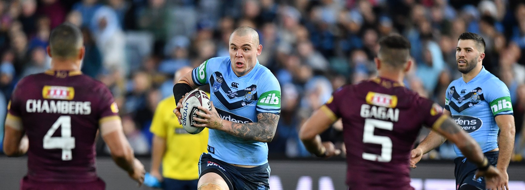 David Klemmer on the charge for the Blues.