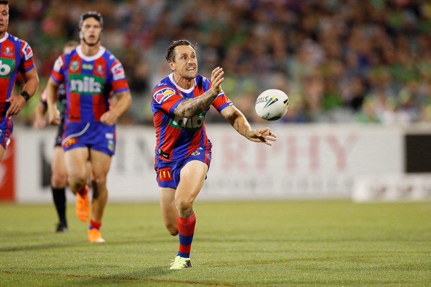 Knights halfback Mitchell Pearce in action.