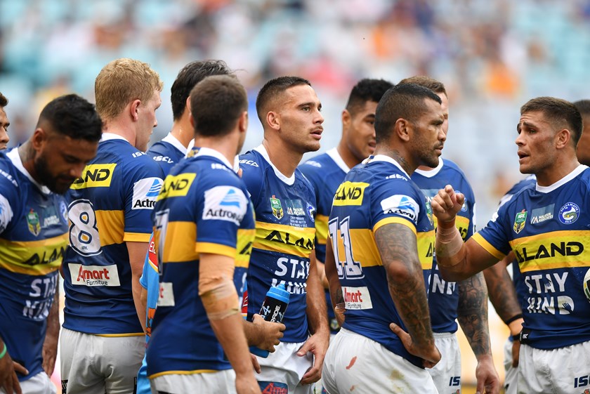 New Parramatta fullback Corey Norman (centre).