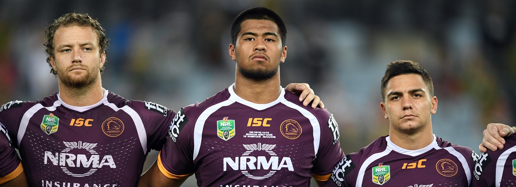 Young Broncos prop Payne Haas (centre) has a bright future.
