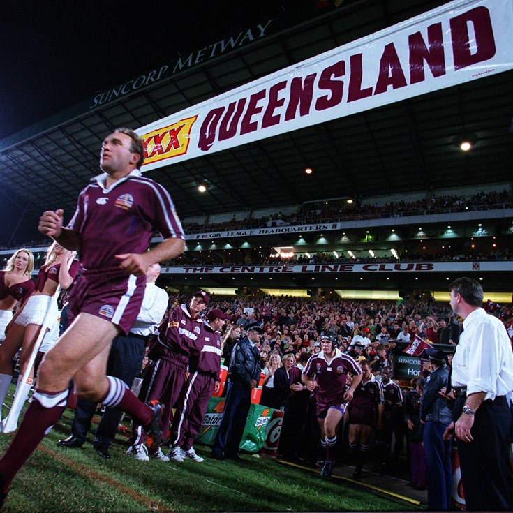 Gordon Tallis leads the Maroons into battle in 2001.