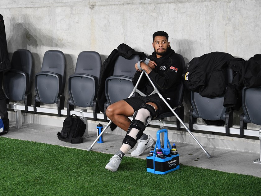 A dejected Waqa Blake after injuring his knee in round 11.
