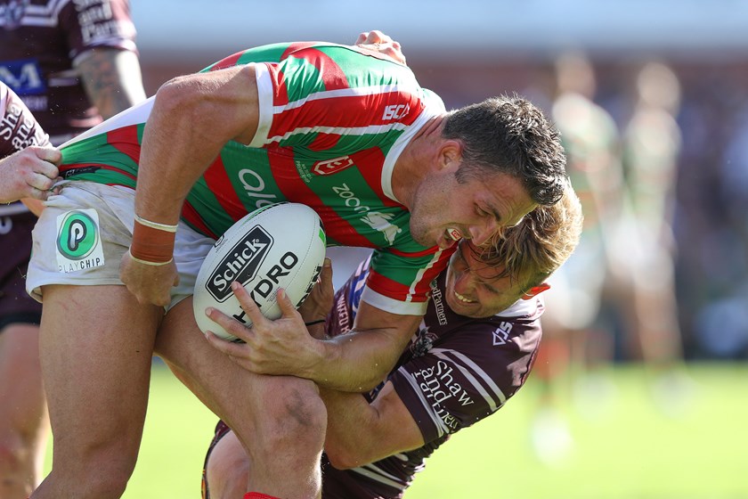 Manly's Kane Elgey brings down Rabbitoh Sam Burgess