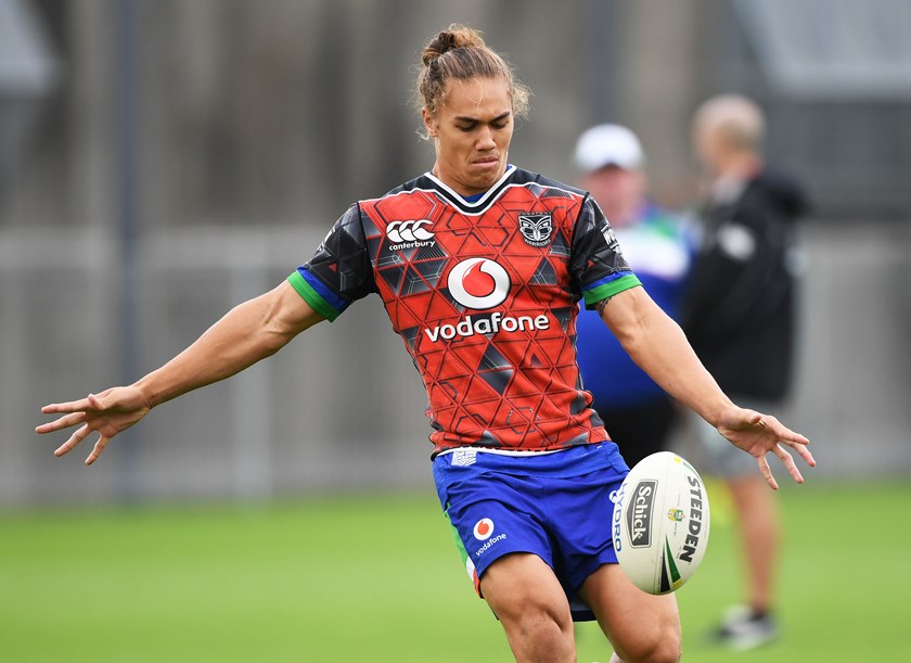 Chanel Harris-Tavita kicks at training.