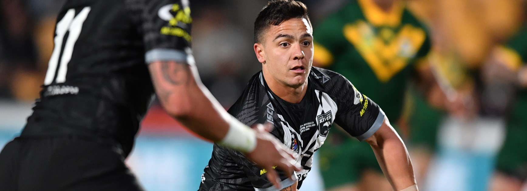 Kodi Nikorima in action for New Zealand in 2018.