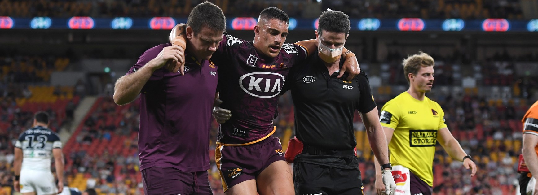 Injured Broncos star Kotoni Staggs.