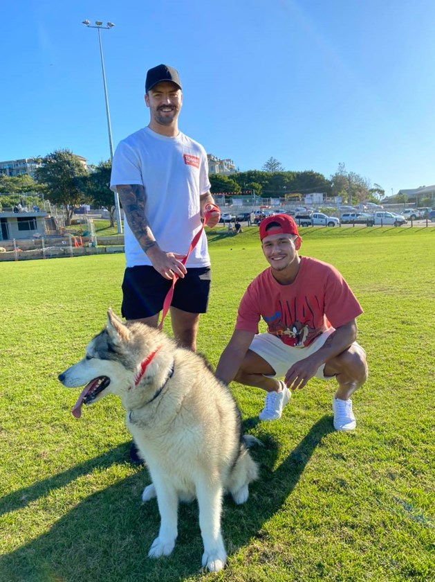 Warriors hooker Wayde Egan, with furry friend Alaska.
