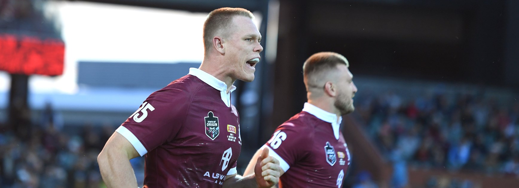 Maroons prop Lindsay Collins takes the field.