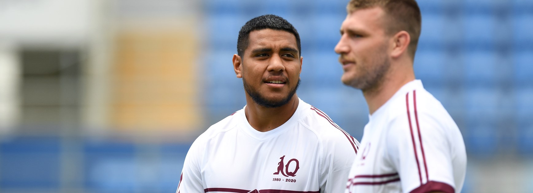 Queensland forwards Moeaki Fotuaika and Jai Arrow.