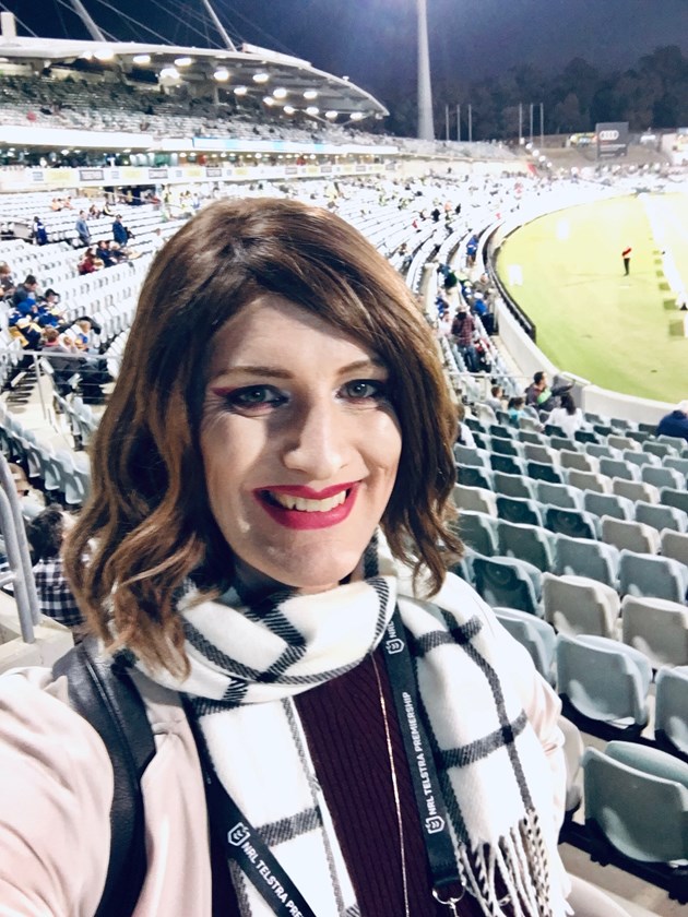 Holly Hazlewood covering the Raiders at GIO Stadium.