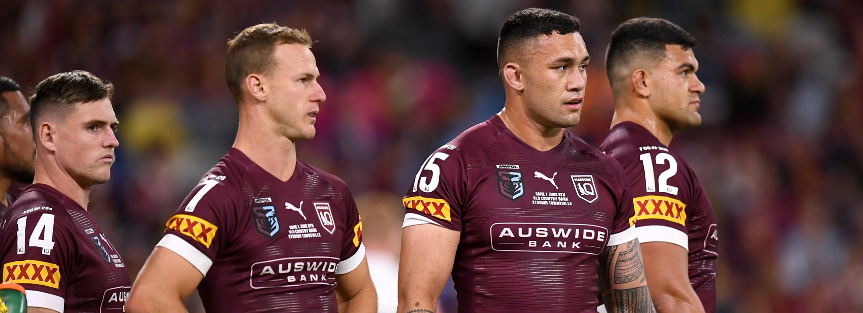 Unhappy Maroons players.
