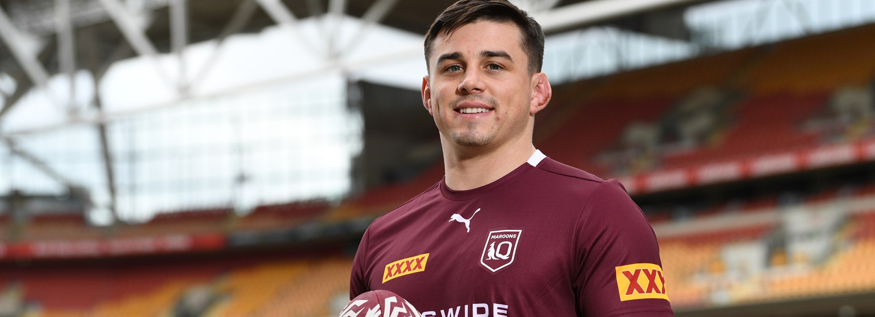 Maroons dummy-half Reed Mahoney.