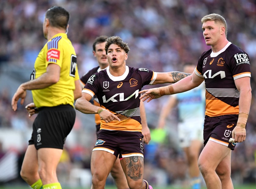 Walsh remonstrates after an obstruction penalty against him.