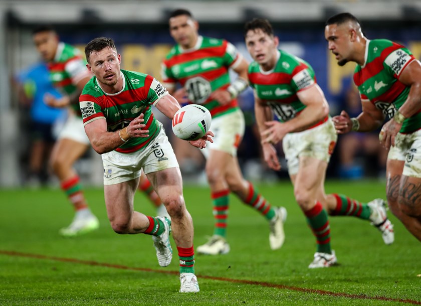 Damien Cook delivers service out of dummy-half on Thursday night.