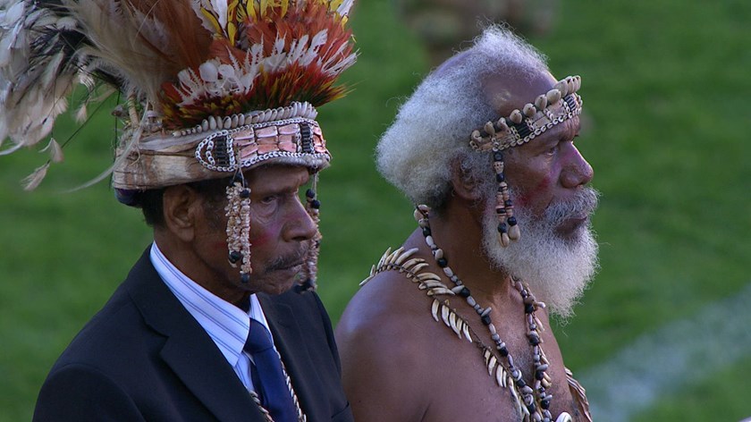 Surviving members of the "Fuzzy Wuzzy Angels" were honoured at the 2012 ANZAC Day match between the Roosters and Dragons.