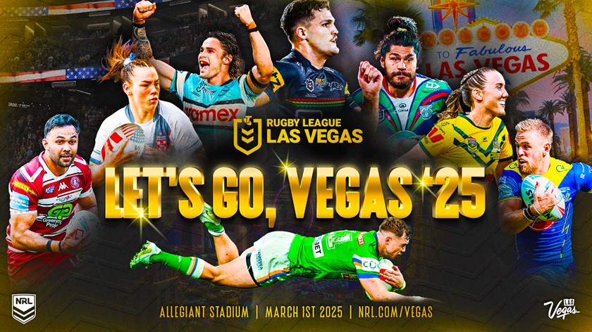 The NRL's advertising campaign in Las Vegas features Warrington star Matt Dufty.