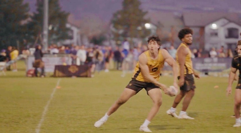 Marcus D'Acre in action during the NRL Talent Combine in Vegas.
