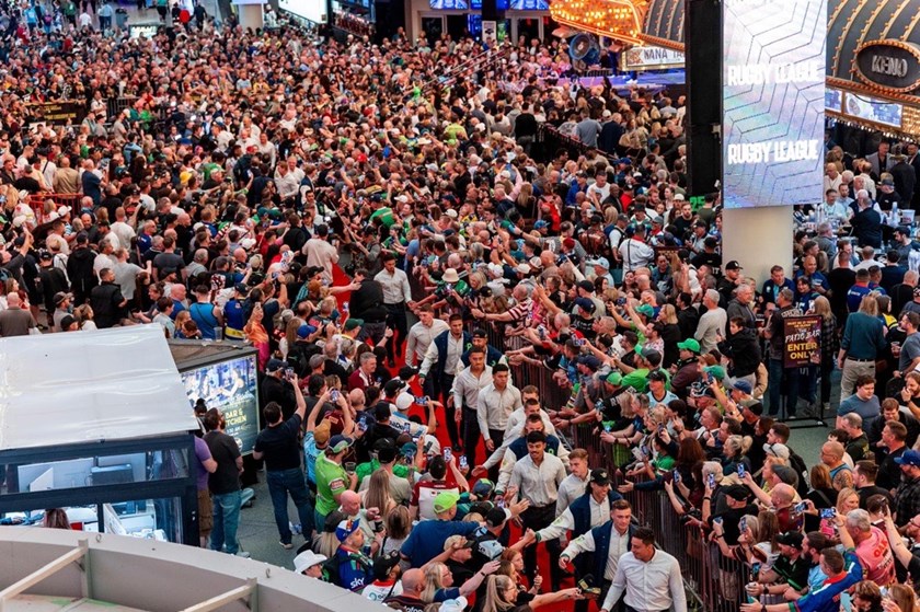 Up the Milk: The Raiders had massive support at the NRL Fan Fest in Vegas.