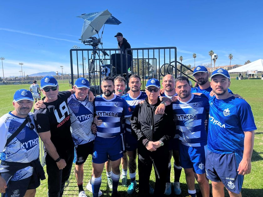 Nick Politis and Mark Bouris with the Greece NRL Nines team. 