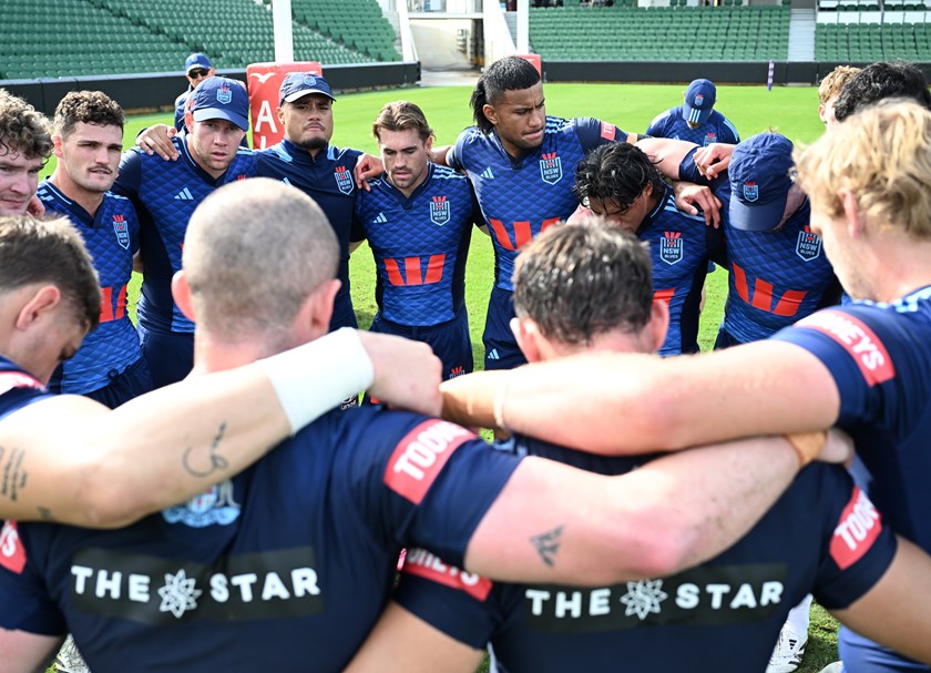NSW players come together at their captain's run ahead of Origin II in Perth.