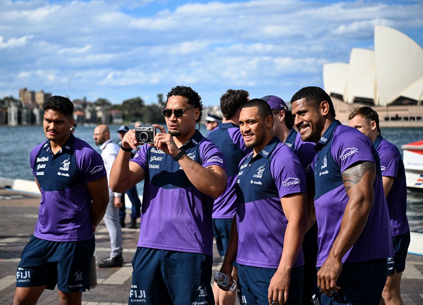 Storm stars at NRL Fan Fest on Sydney Harbour ahead of Sunday's grand final.