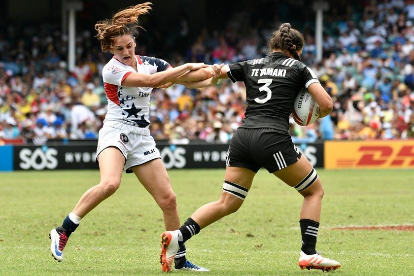 USA Olympic medallist Kayla Canett (left) has moved to Australia to pursue her NRLW ambitions.