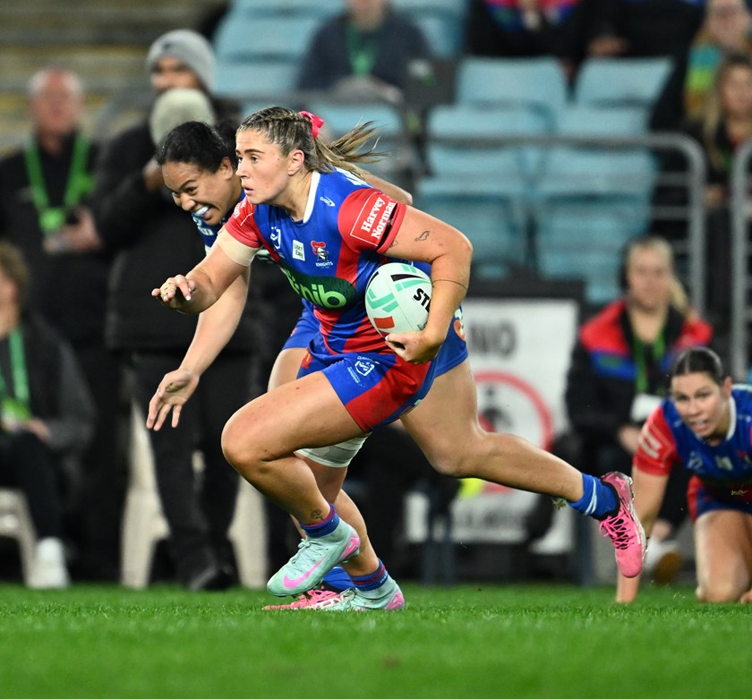 Sheridan Gallagher has scored 17 tries in 21 NRLW appearances for the Knights since switching codes in 2023.