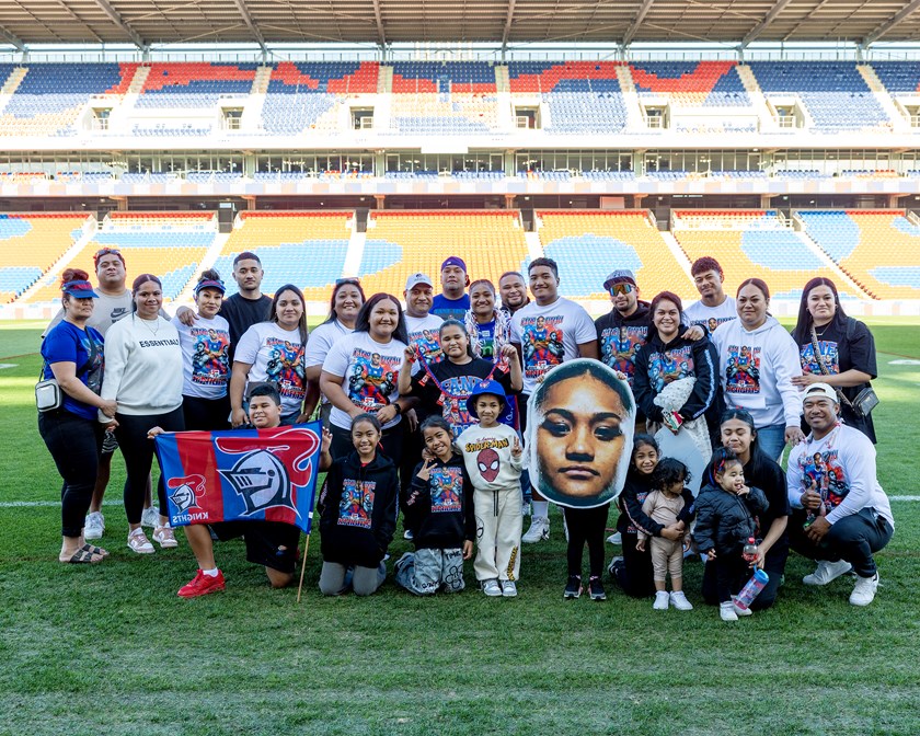 Fane Finau had a huge support crew for her NRLW debut with the Knights.