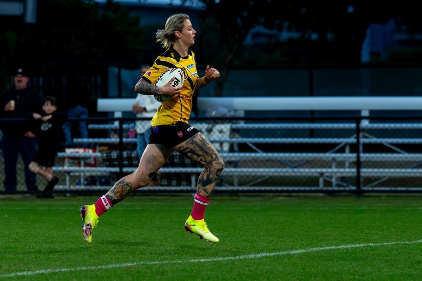 Former Matildas star Larissa Crummer is now making her mark with Sunshine Coast Falcons in the QRL's BMD Premiership.